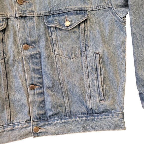 Vintage Pepsi Denim Jacket M Cotton Trucker Light Wash Blue Jean Retro Collectib - Picture 4 of 6